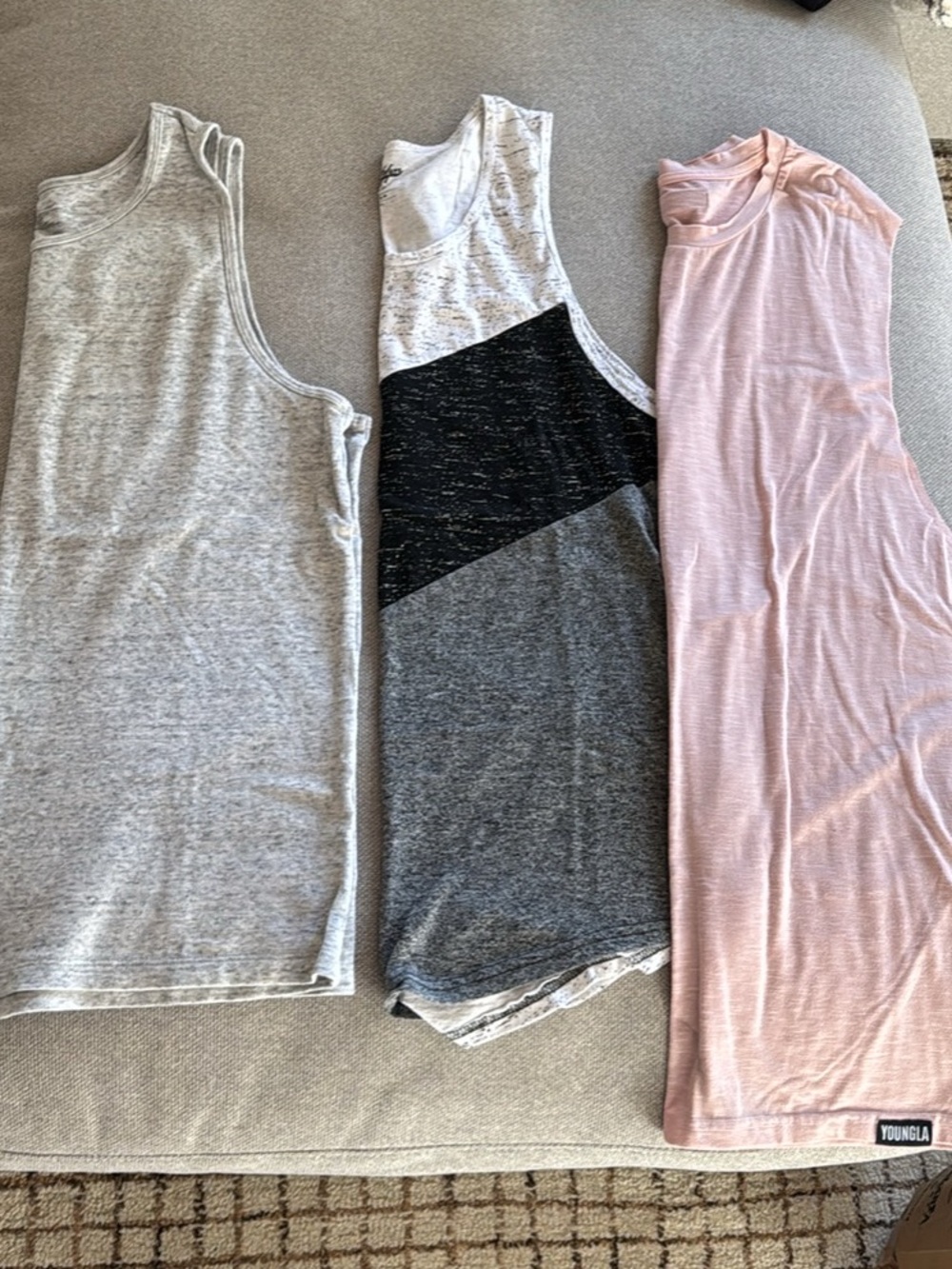 Men’s Tank Top Set in Pink and Heather Gray with Black Panel